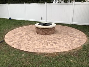 nicolock round patio crab orchard circle kit stone ridge fire pit colonial cap gironde